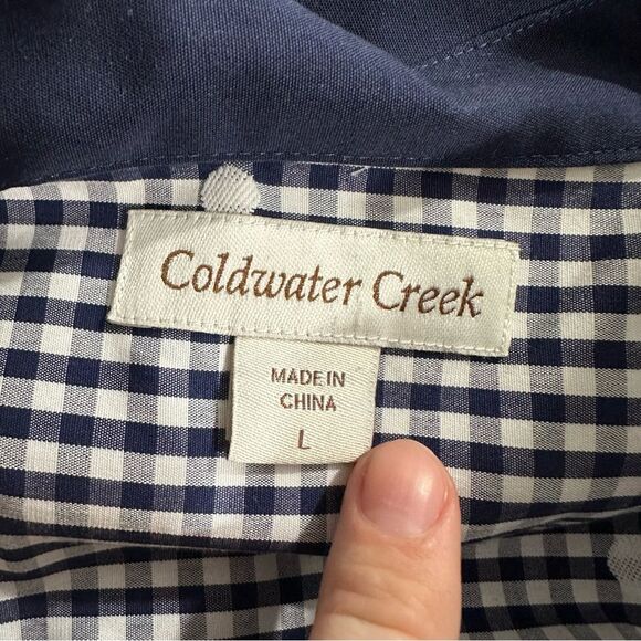 Coldwater Creek Blue White Checkered Picnic Tunic Shirt Size Large - Picture 11 of 14
